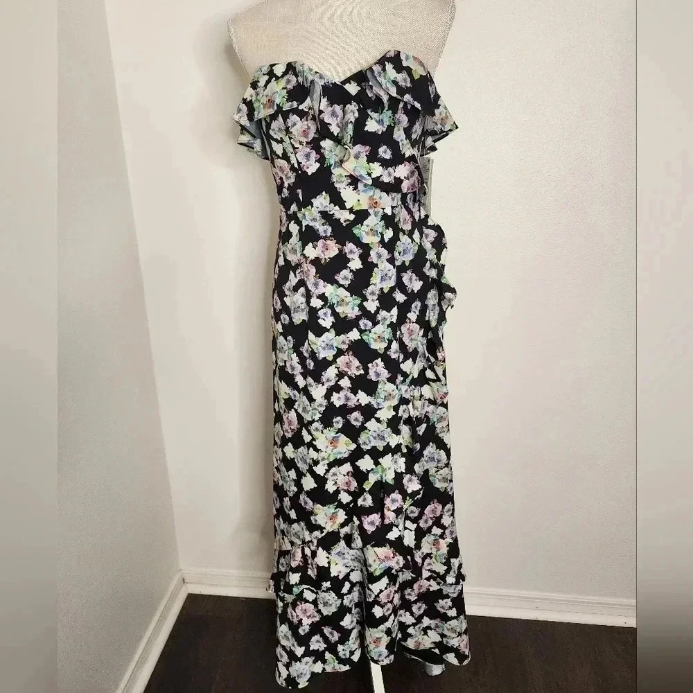 Aidan Mattox Floral Flounce High/Low Maxi Dress size 4 NWT Formal Wedding Guest